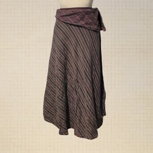 Boho Wrap Skirt Old Tibet Trade Cotton Blend Striped One Size M-L fit Cotton Sk